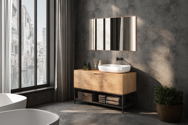 Black and Grey Bathroom Wall