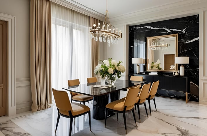 Dining room with Italian marble
