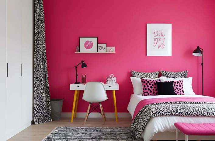 Fluorescent pink paint for walls