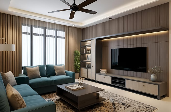 L-Shaped TV Unit Design For a Small Living Room