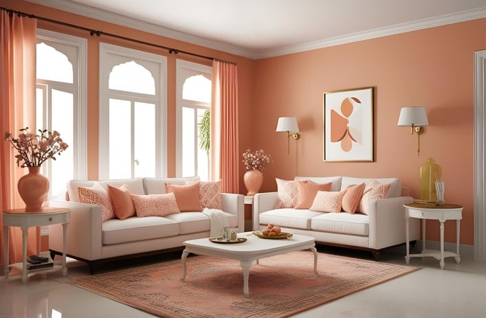 Peach and White Interior Color Scheme for Indian Homes