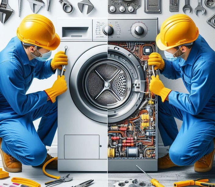 commercial washing machine is fixed by technician in Charlotte