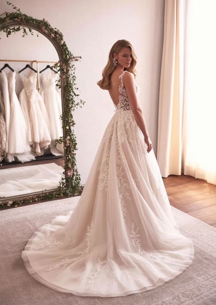 Simple Slit Gown wedding dress