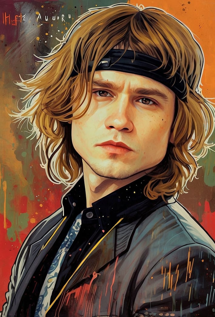 Portrait photo from Enrique Bumbury transformed into a modern painting