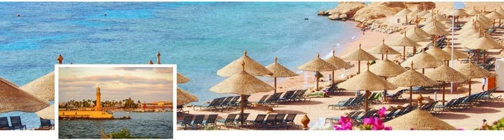 Alexandria e praia em Sharm el Sheik, Egito