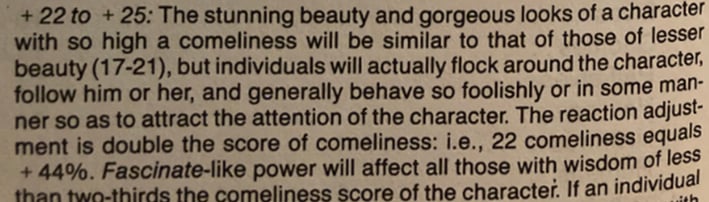 Comeliness, Unearthed Arcana