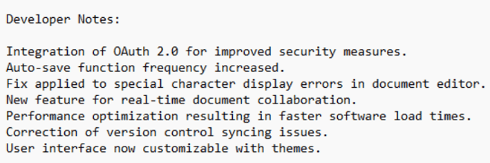 Image of developer notes before user-friendly transformation.