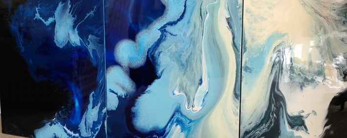 SOLD: Lavish Awakening is an 8-foot by 4-foot triptych