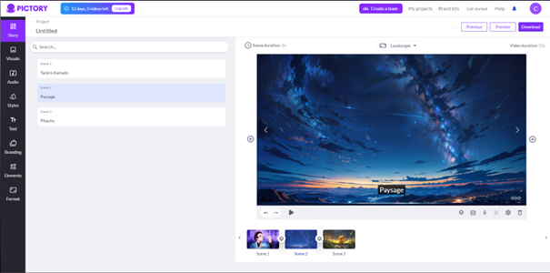 Pictory AI: Example of creating a video using Visuals to Video