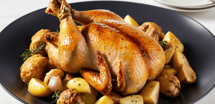 poulet roti avec ses petites pomme de terre