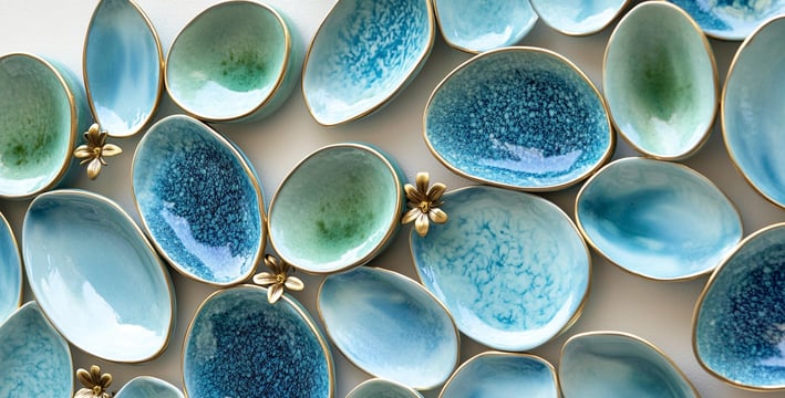 Ceramic wall installation by Lumai Studio adding depth and rhythm to architectural feature at Parkla