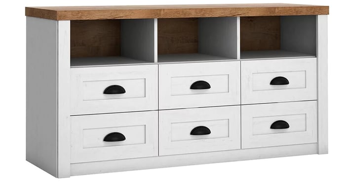 Commode parma blanche avec surface en bois