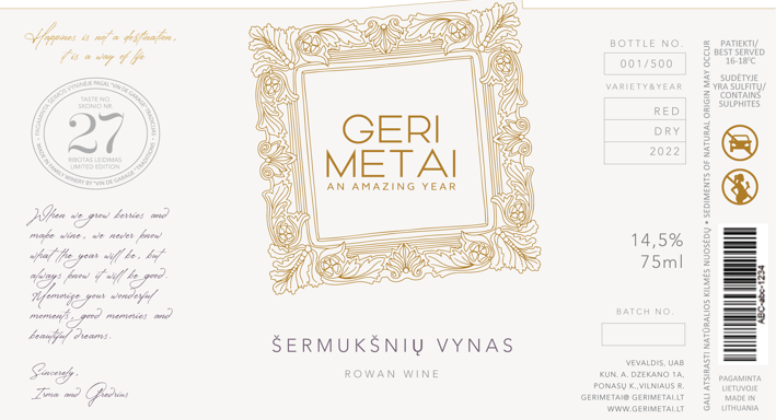 wine label with picture frame design