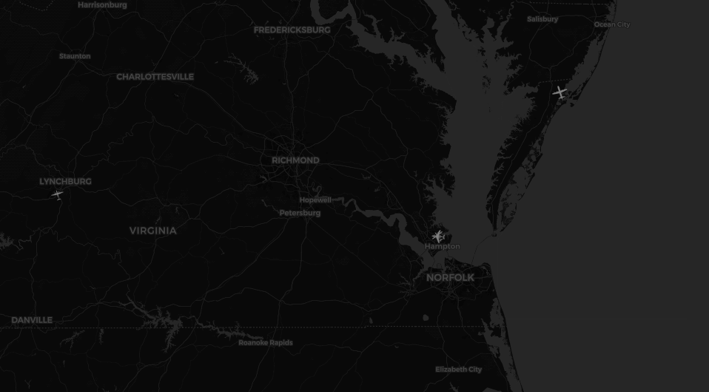Screenshot of NOAA interactive plane tracker map.