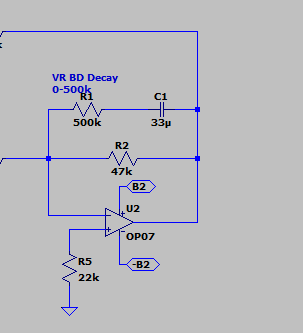 TR-808 LTSPICE Decay circuit.