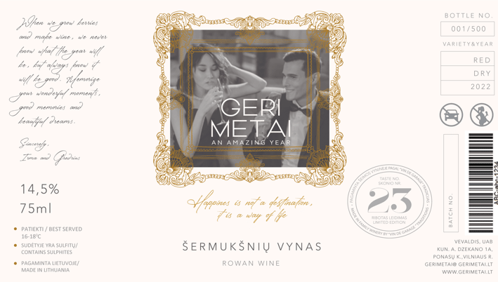 wine label with picture frame design