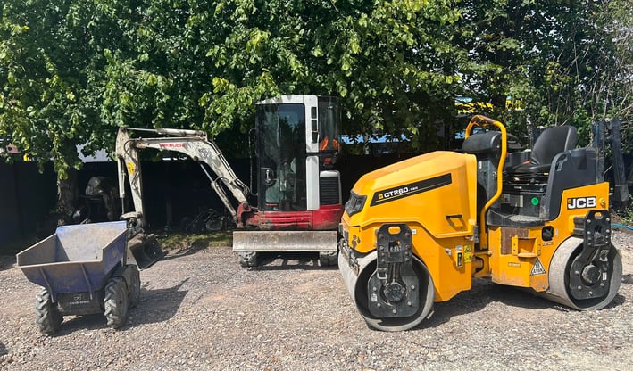 Compacting hardcore with wacker plate in Dudley groundwork