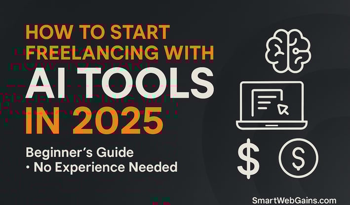 How to Start Freelancing with AI Tools in 2025 – Beginner’s guide image with bold text, AI icons, do