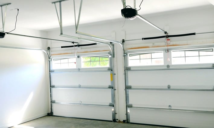 a garage door with a garage door open
