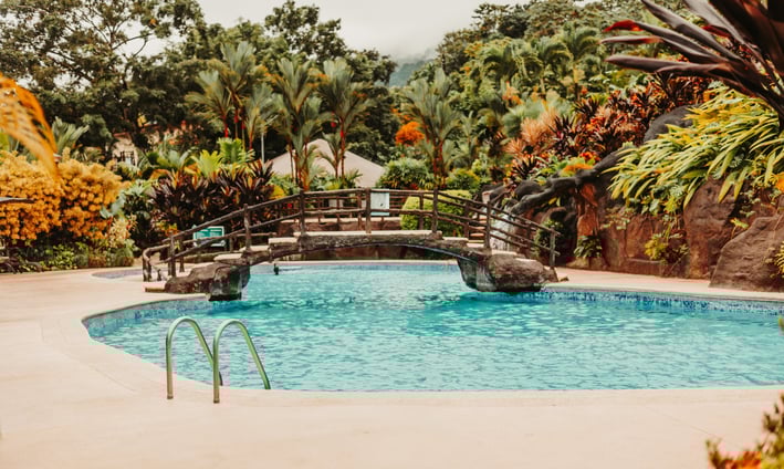 a bridge over a pool in Costa Rica