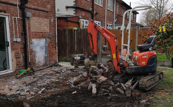 Digger hire for home extension project in Dudley