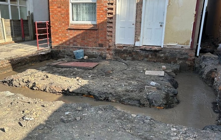 Footing preparation with digger and dumper in West Bromwich