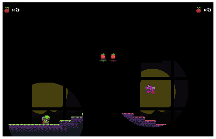 Verdok jumping over a spike trap in the castle.