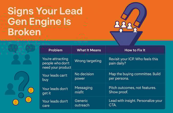 "Lead gen problems vs solutions in B2B"