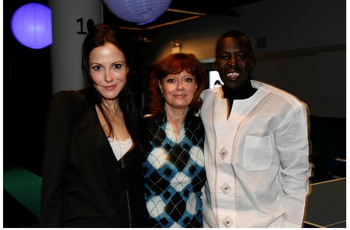 Ping-Pong Ball hosts Mary-Louise Parker and Susan Sarandon with Hope North founder Okello Sam