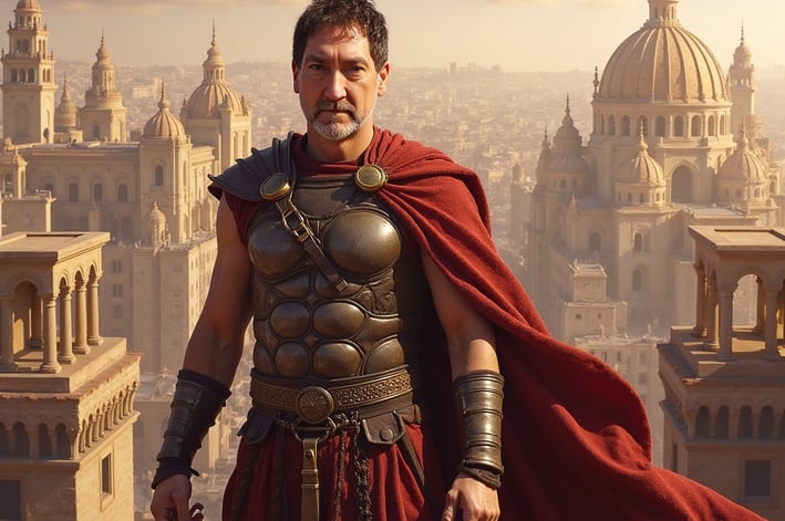 Portrait photo transformed into a character from gladiator