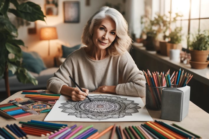 image of older women doing mandala