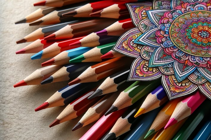 image of mandala coloring pencils