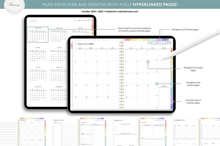 Best Way to Make Your Own Digital Planner  , building digital planner hyperlinks page Monthly yearly