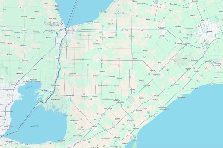 Service Area Map of London to Sarnia Ontario