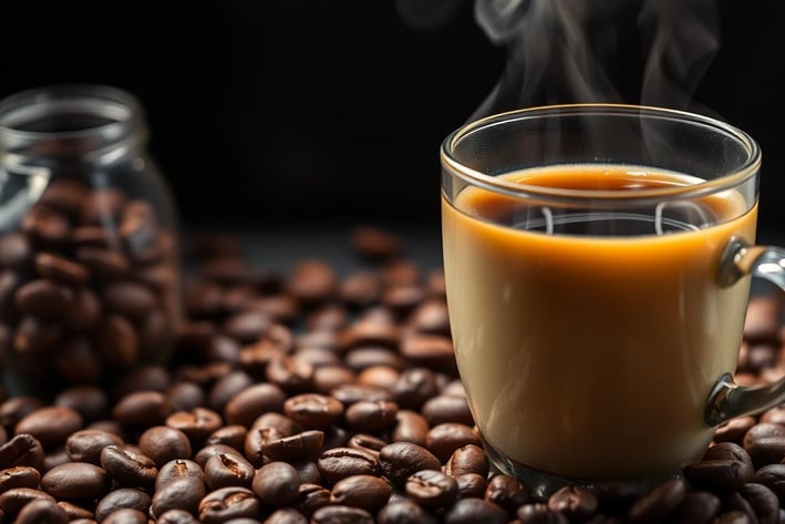 a cup of coffee with steam coming out of it