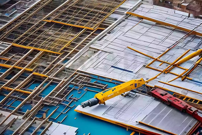 Construction drawing with measuring tool