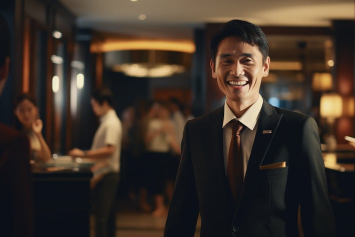 Hotel concierge staff welcoming guests to a Krabi luxury hotel in Thailand