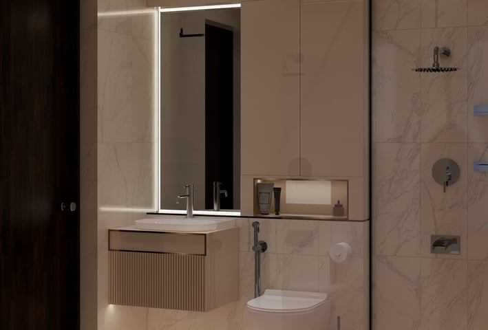 Exclusive Premium Bathroom With in built LED mirror