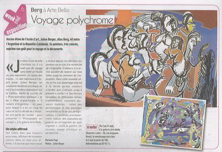 article de presse de Marianne Page sur l'artiste Julien Berger BERG