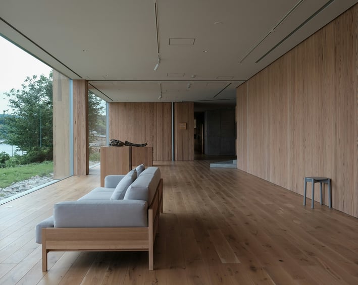 a couch in a room with a couch and a couch