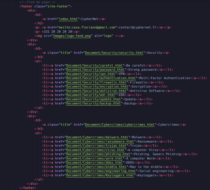HTML FOOTER