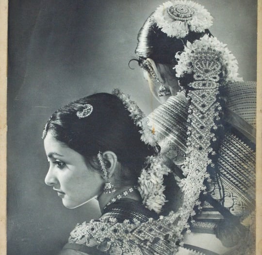 a woman in a traditional indian costume with beautiful hair