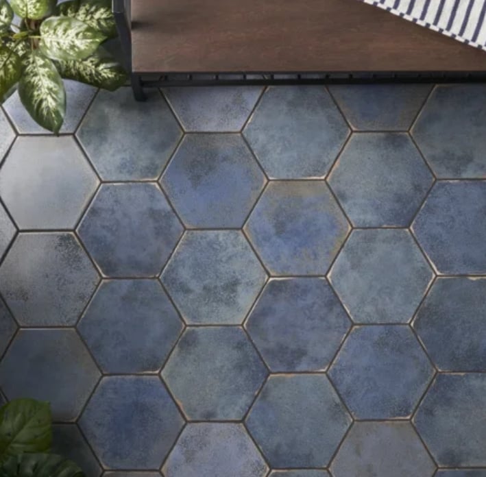 navy blue hexagon peel and stick tile