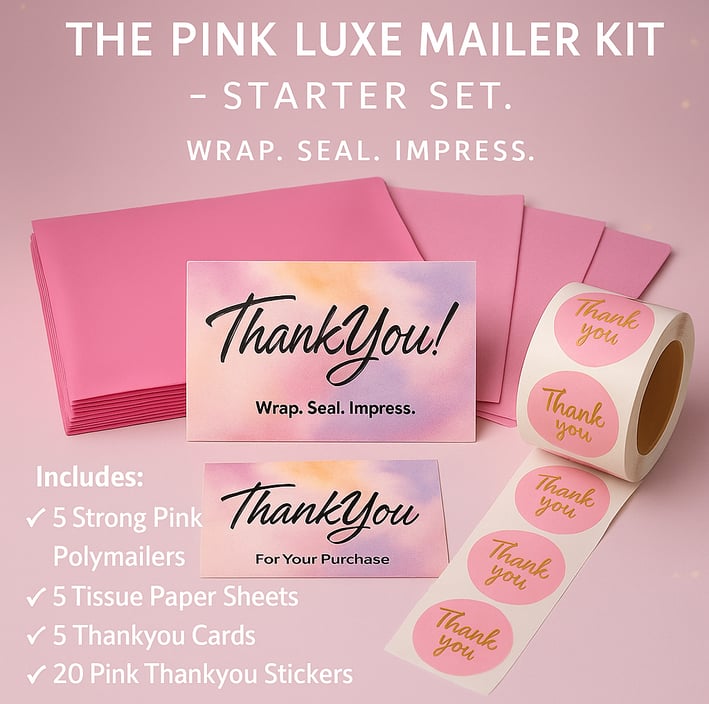 pink packaging kit, mailing bags, gift wrap, business packaging, etsy sellers, ebay, tiktok sellers