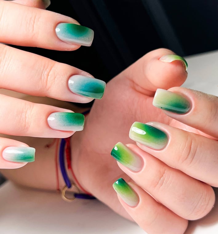 green ombre nails