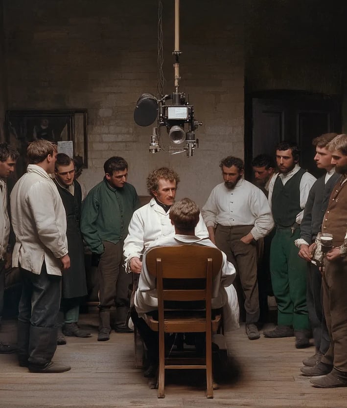 Dr. Morton administers ether to the patient