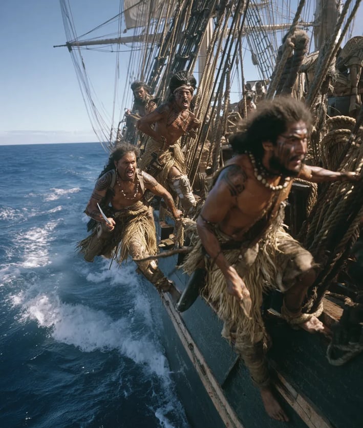 Te Kooti and his men surge aboard the schooner
