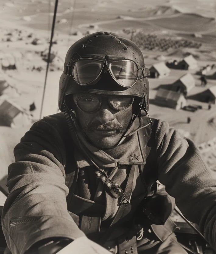 Pilot Above Turkish Positions, Libya, 1911