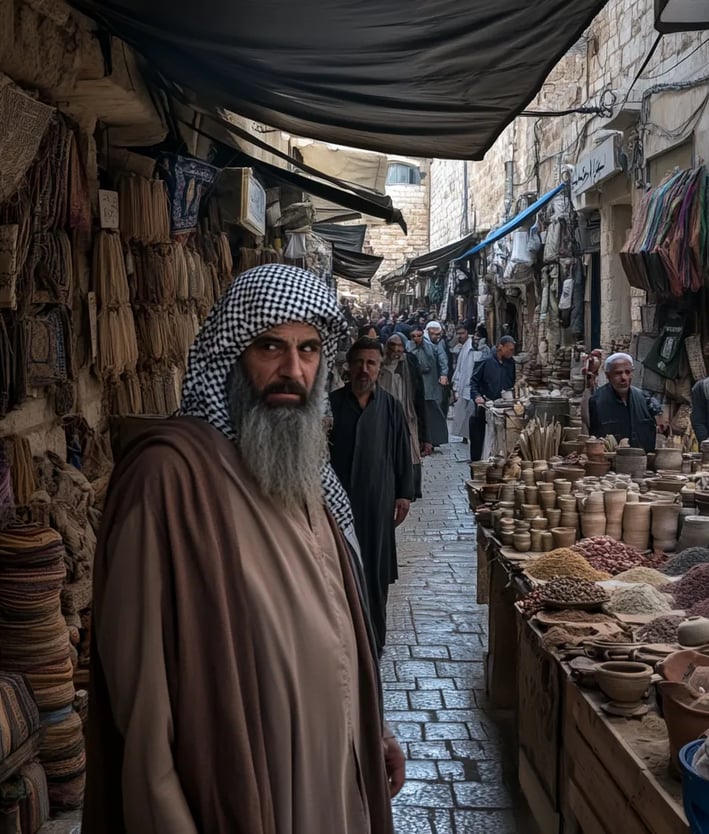 Bustling open-air market near Jaffa Gate