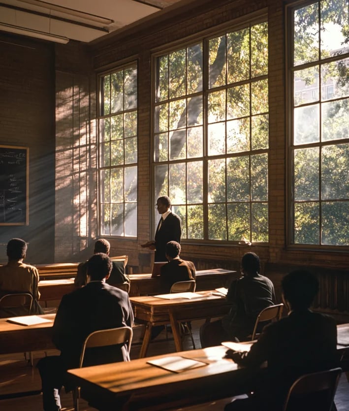 first lesson at howard university classroom with a teacher and students in the classroom
